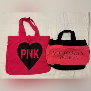 Victoria's Secret PINK Tote Canvas Bags (set of two). NWOT